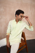 Linen Pletaed Yoke Shirt Set